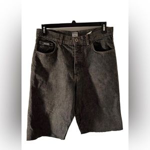 LOVE MOSCHINO JEANS SHORT SIZE 36 MENS DARK GRAY STONEWASH BUTTON FLY RAWCUT HEM